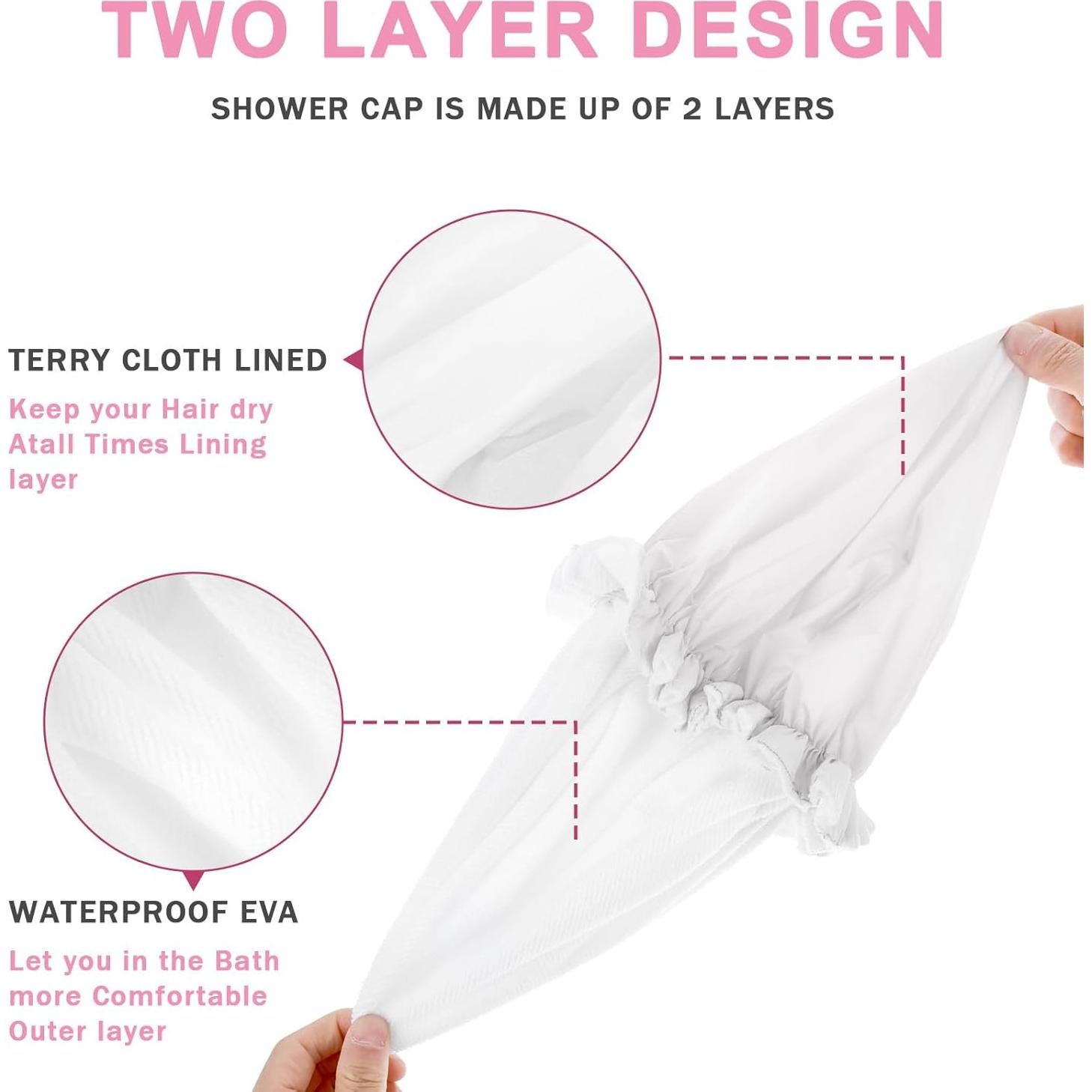 Gorro de Ducha Reutilizable JIYIN Doble Capa Impermeable 30cm