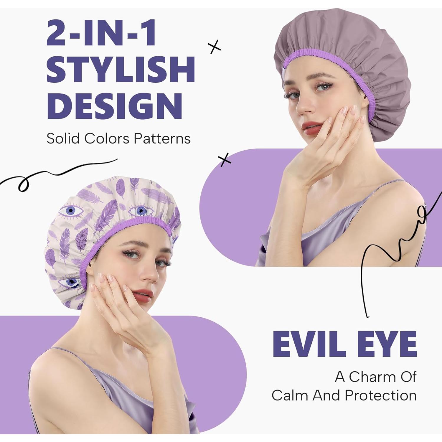 Gorra de Ducha Impermeable Años Calm Púrpura Doble Capa 33cm