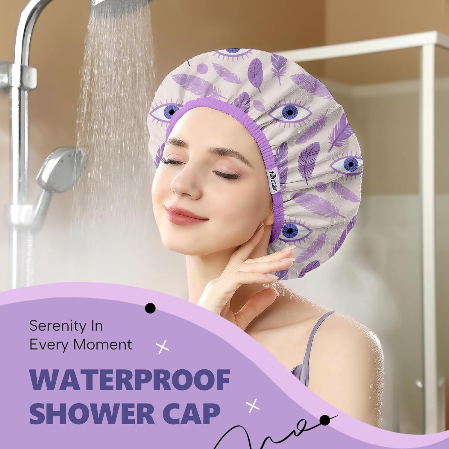 Gorra de Ducha Impermeable Años Calm Púrpura Doble Capa 33cm