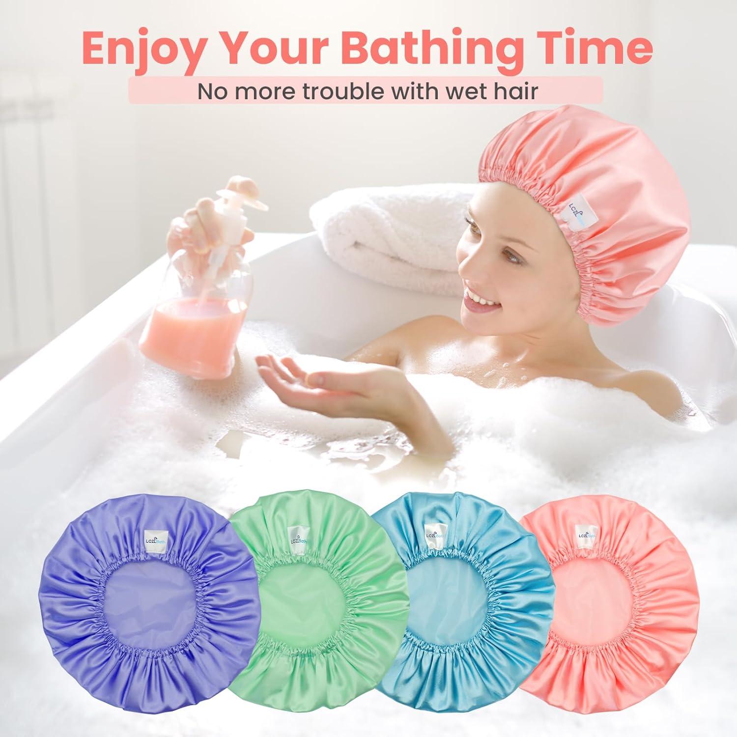 Gorros de Ducha Reutilizables LCZLBath Set 4 Piezas Doble Capa