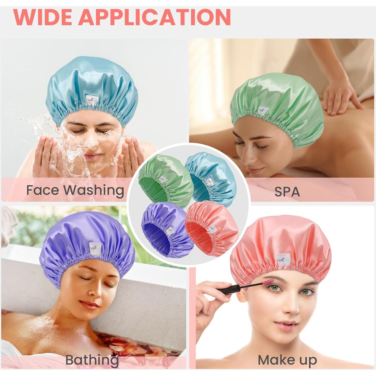 Gorros de Ducha Reutilizables LCZLBath Set 4 Piezas Doble Capa