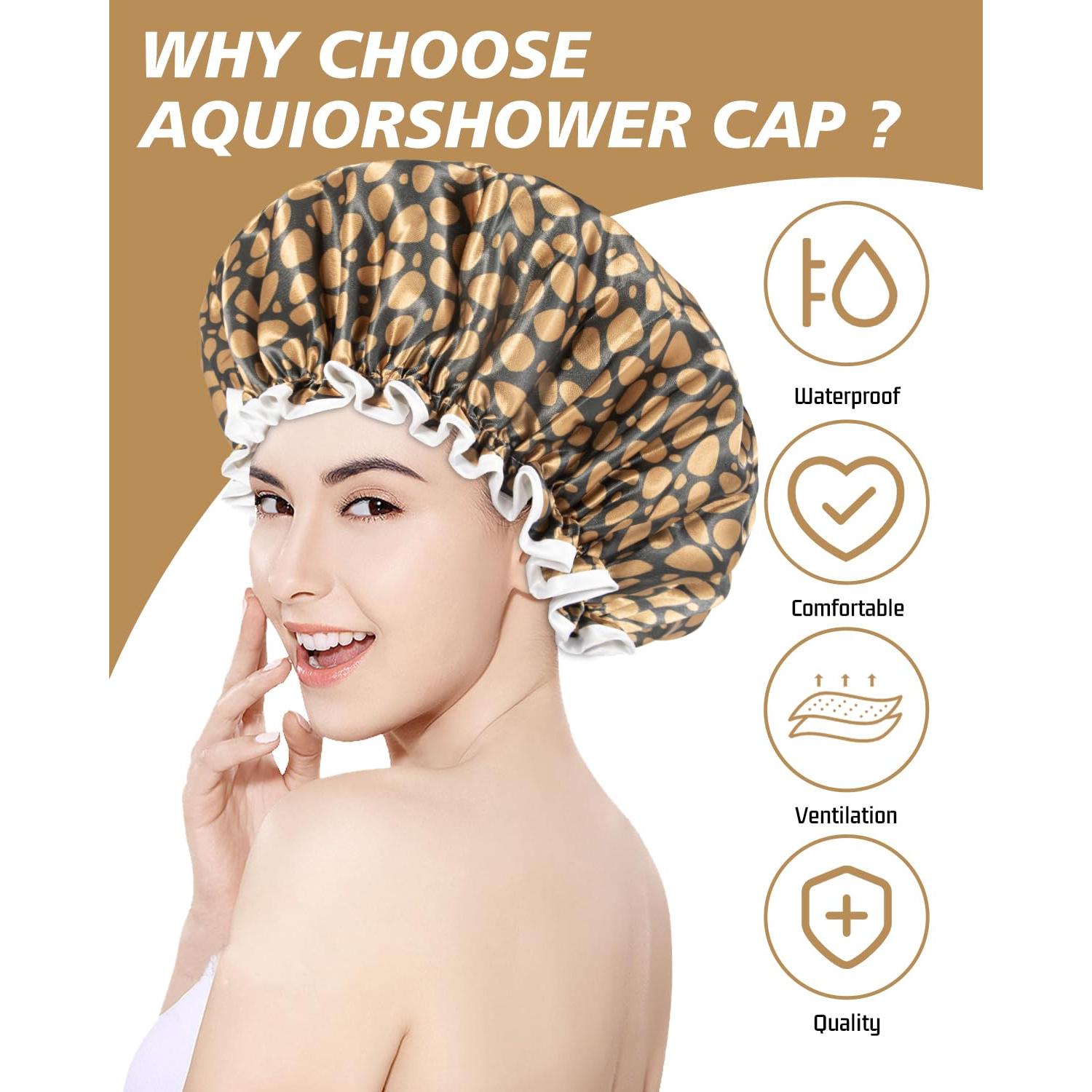 Gorro de Ducha Aquior Doble Forro Impermeable Leopardo