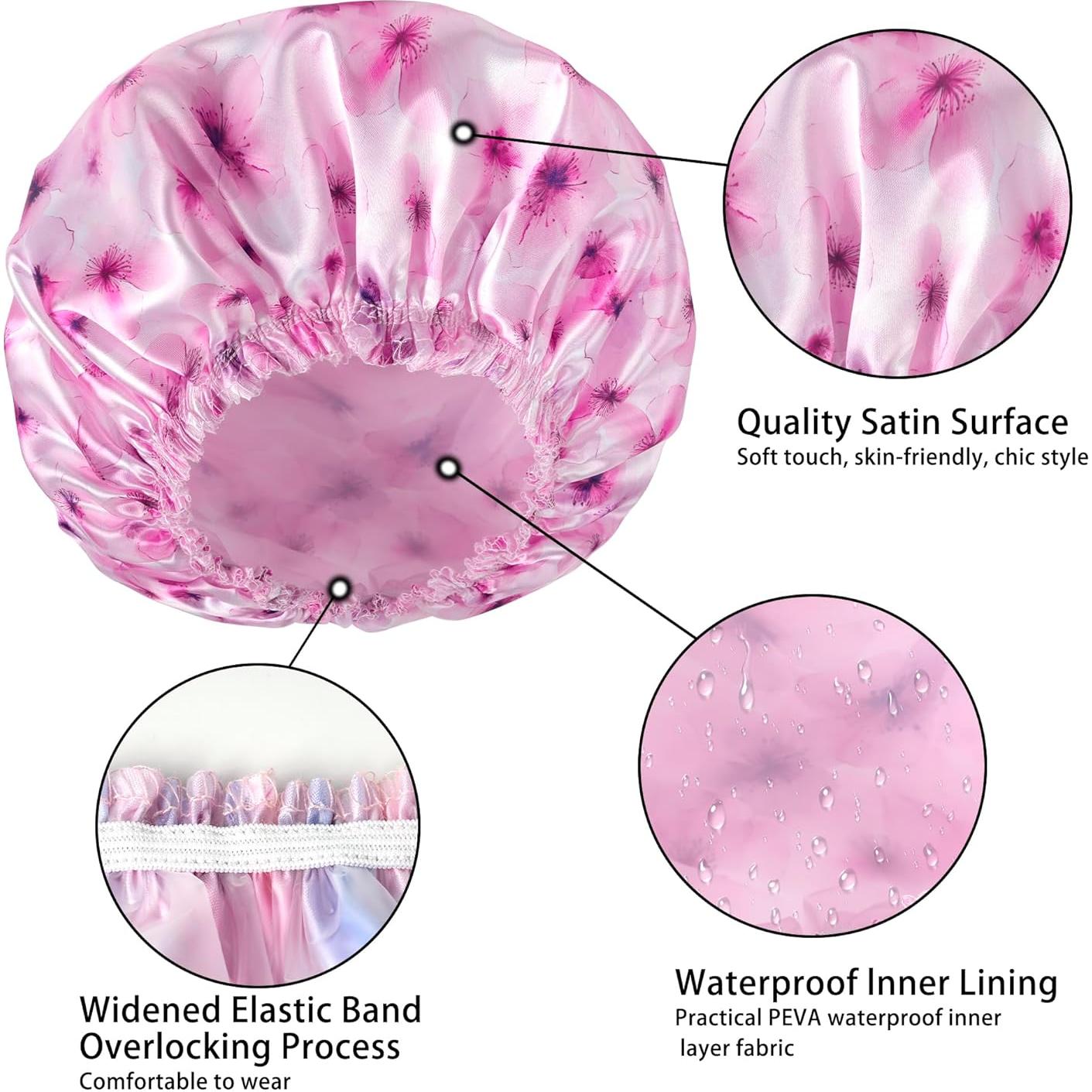 4 Gorras de Ducha Reutilizables CHFONG - Impermeables y Elásticas