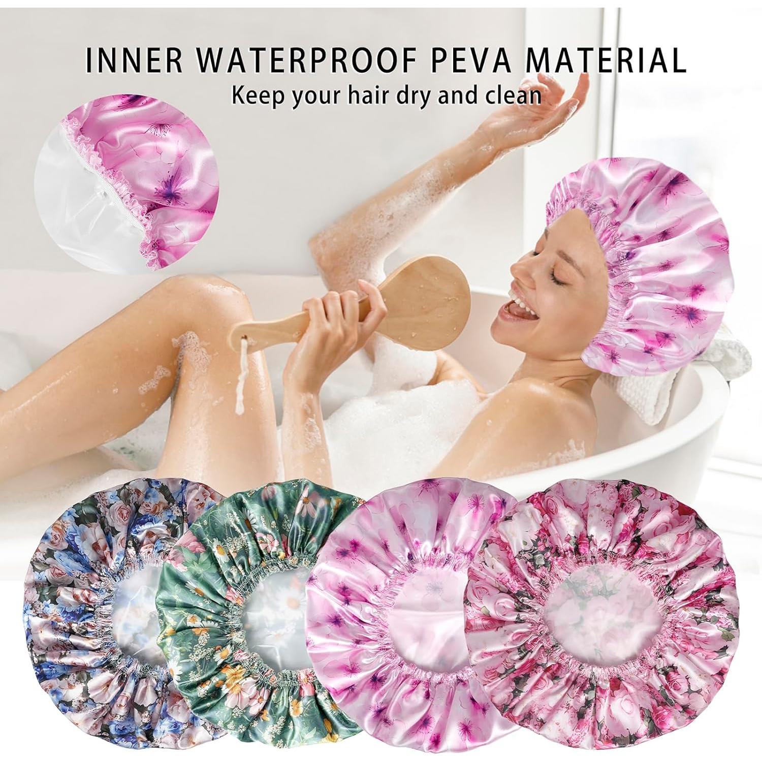 4 Gorras de Ducha Reutilizables CHFONG - Impermeables y Elásticas
