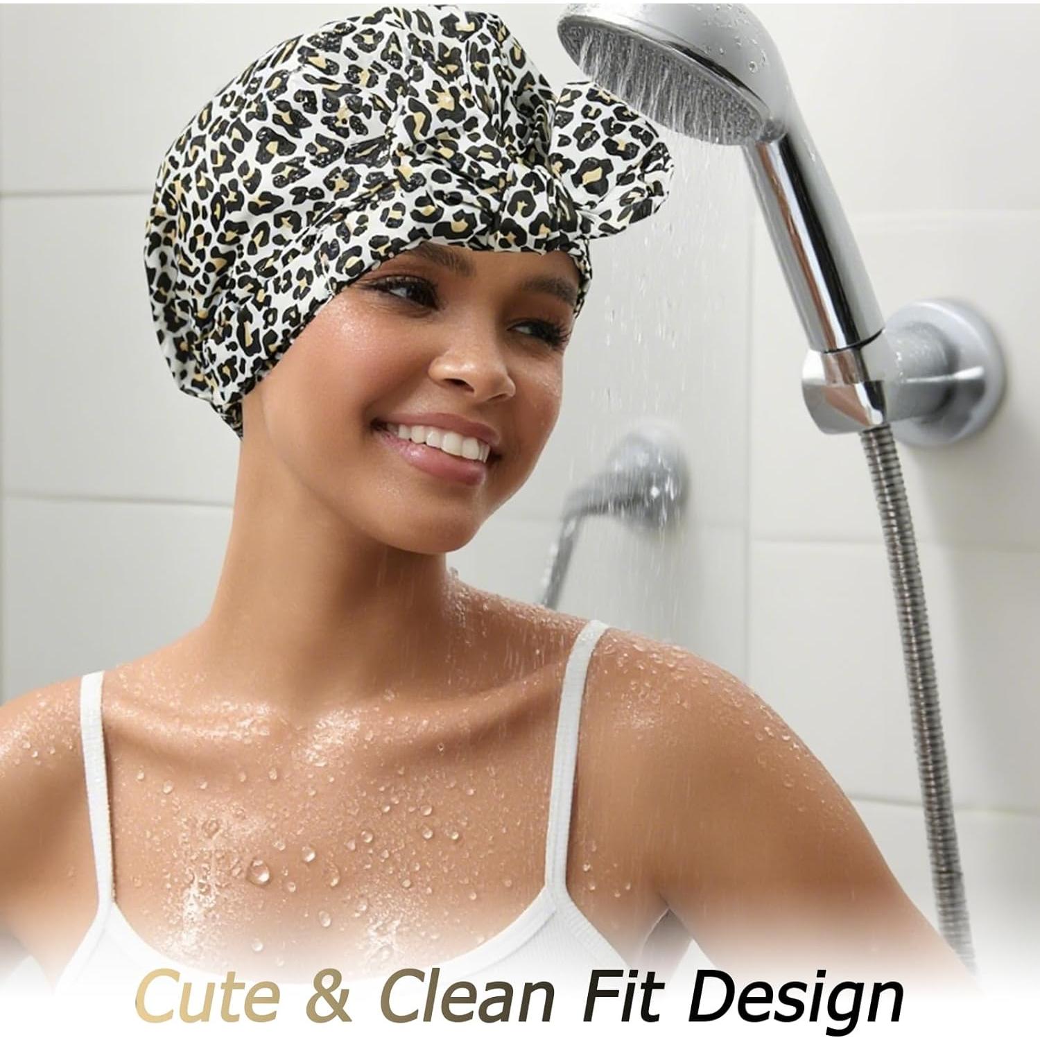 Gorro de Ducha Reutilizable YOHTAS Blanco-Leopardo Ajustable