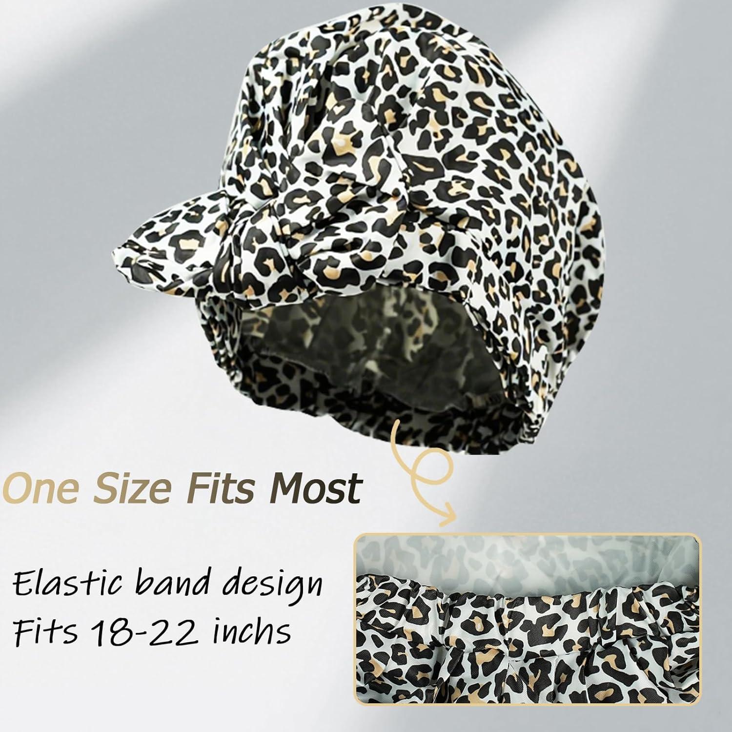 Gorro de Ducha Reutilizable YOHTAS Blanco-Leopardo Ajustable
