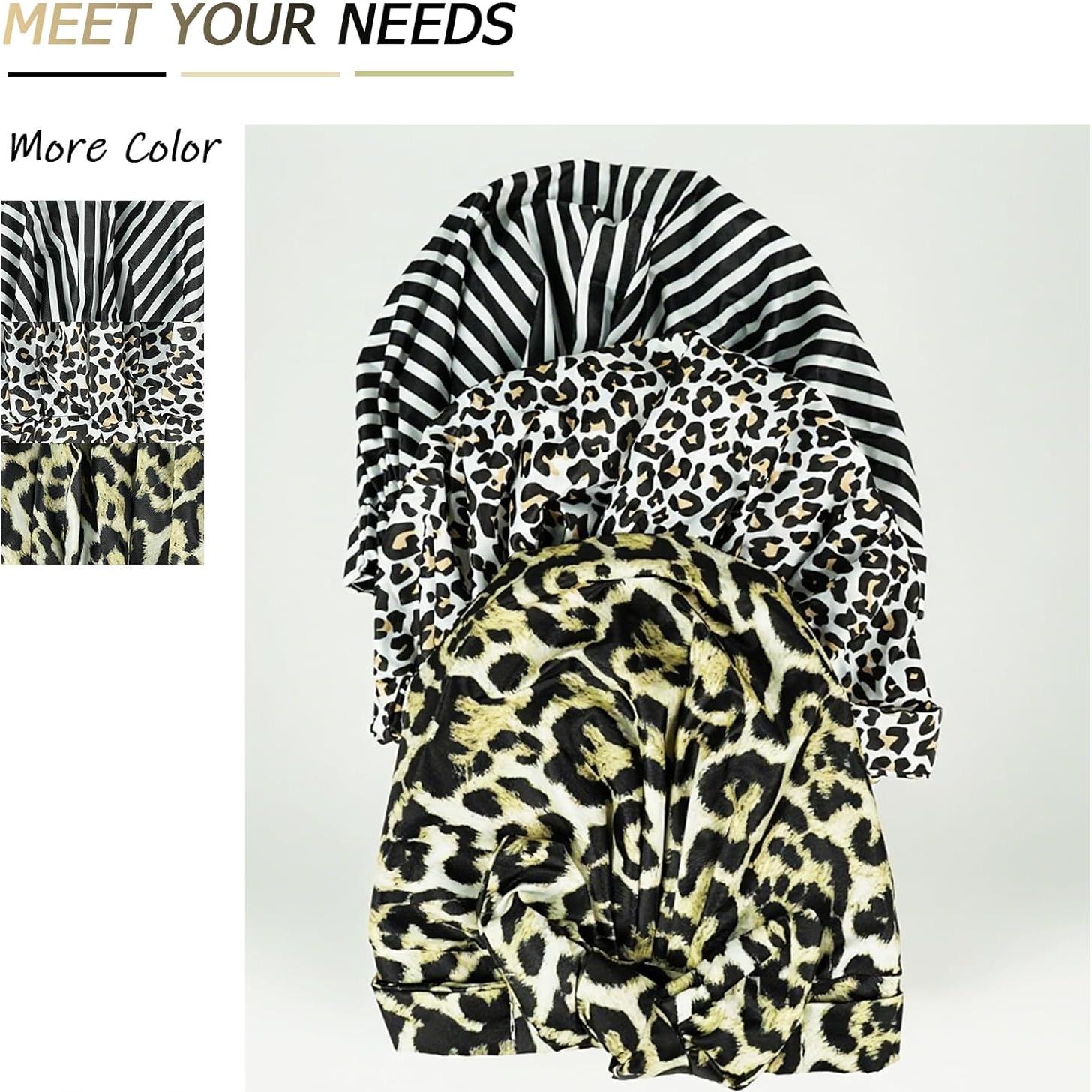 Gorro de Ducha Reutilizable YOHTAS Blanco-Leopardo Ajustable