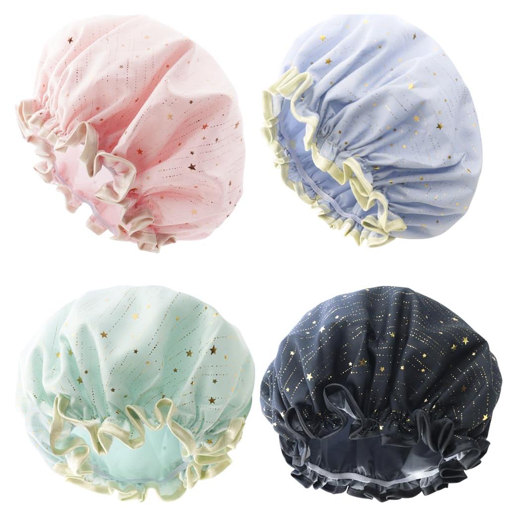 Gorras de Ducha Reutilizables TCOTBE 4 Piezas Doble Capa