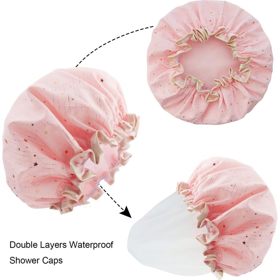 Gorras de Ducha Reutilizables TCOTBE 4 Piezas Doble Capa