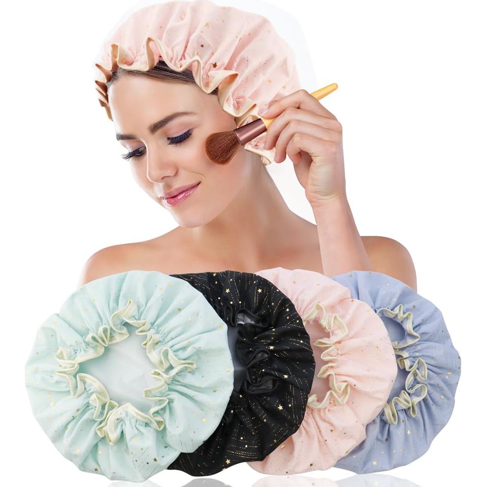 Gorras de Ducha Reutilizables TCOTBE 4 Piezas Doble Capa