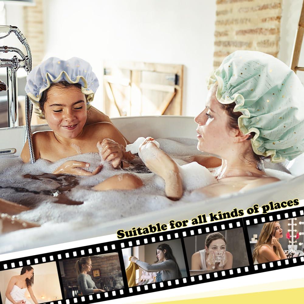 Gorras de Ducha Reutilizables TCOTBE 4 Piezas Doble Capa