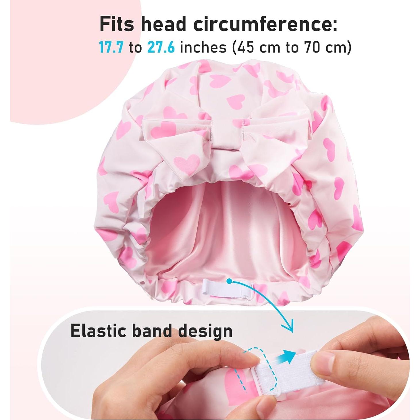 Gorro de Ducha de Seda LitBear Corazones Rosas Reutilizable