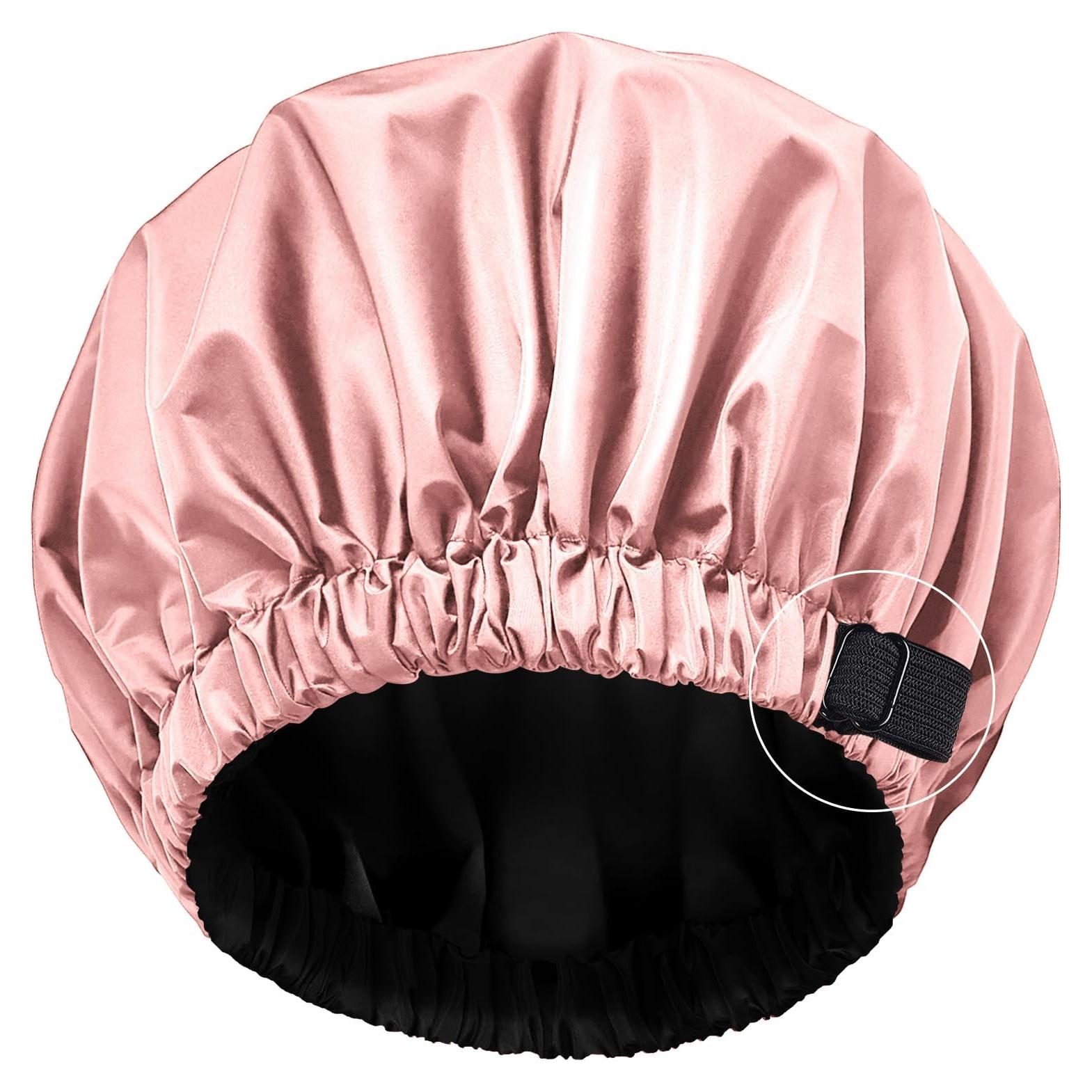 Gorro de Ducha Impermeable Doble Capa Satinado Rosa