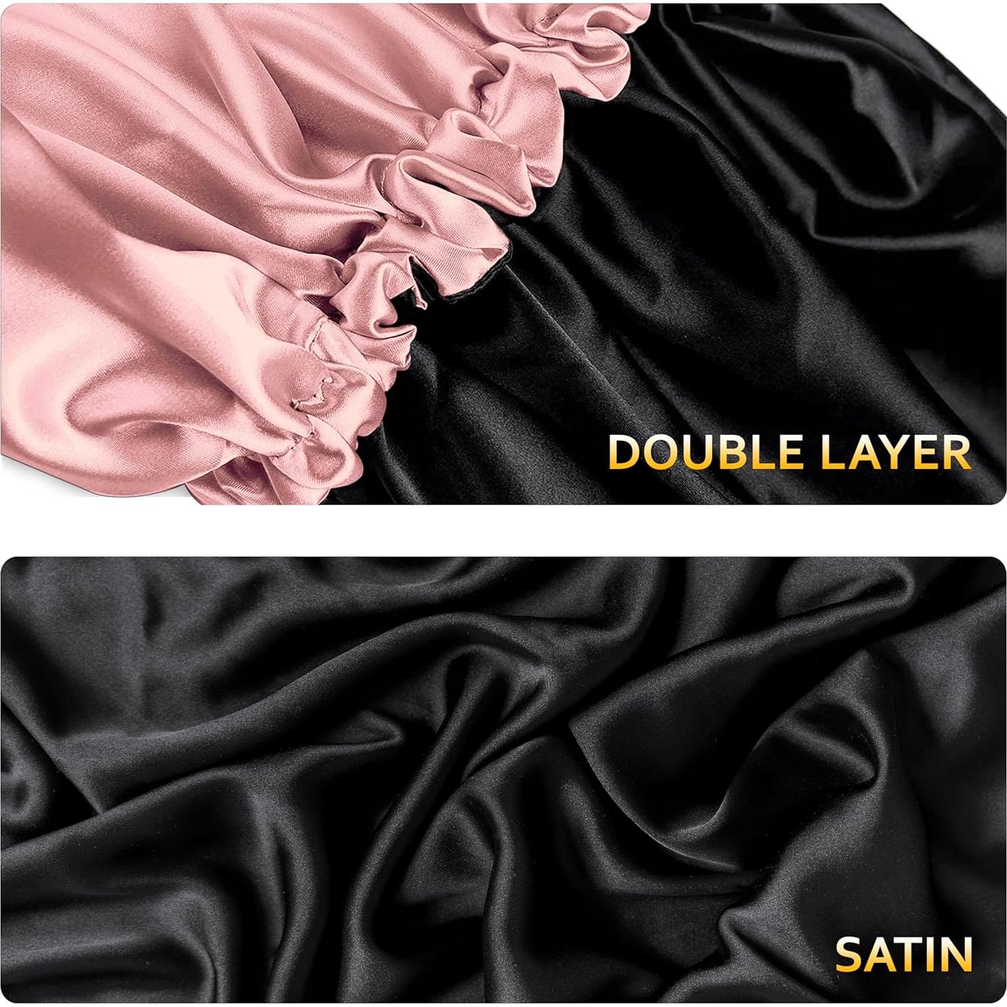 Gorro de Ducha Impermeable Doble Capa Satinado Rosa