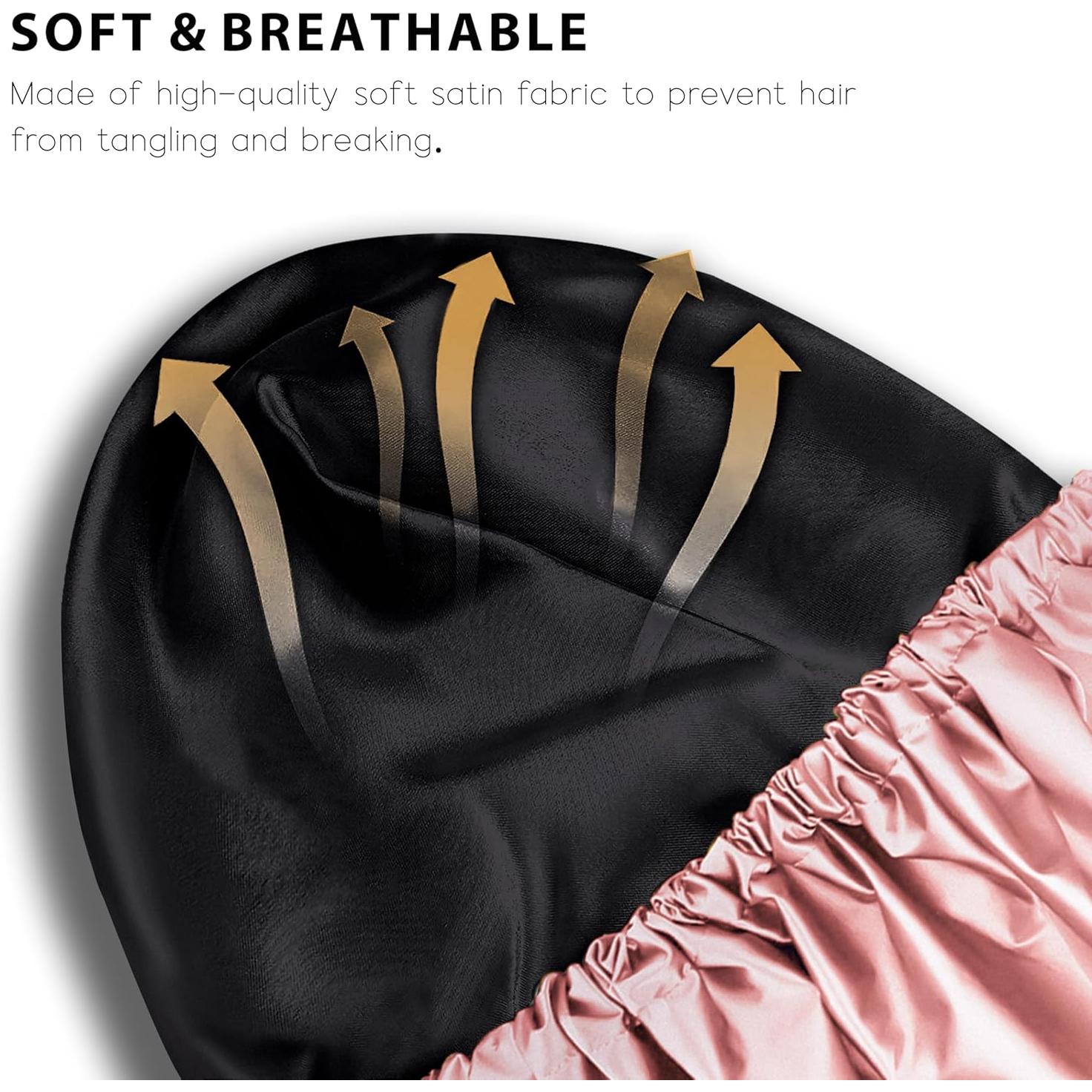 Gorro de Ducha Impermeable Doble Capa Satinado Rosa