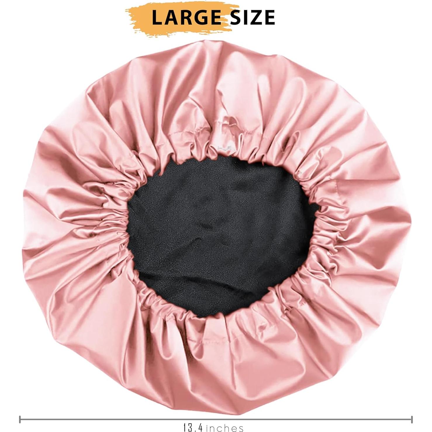 Gorro de Ducha Impermeable Doble Capa Satinado Rosa