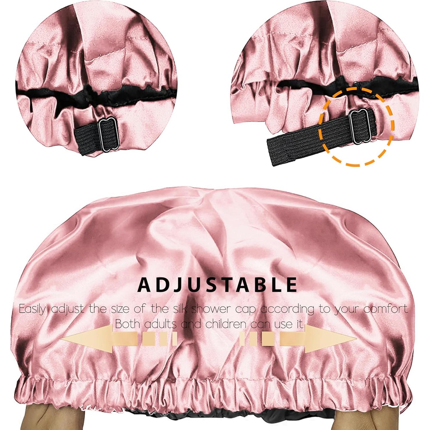 Gorro de Ducha Impermeable Doble Capa Satinado Rosa