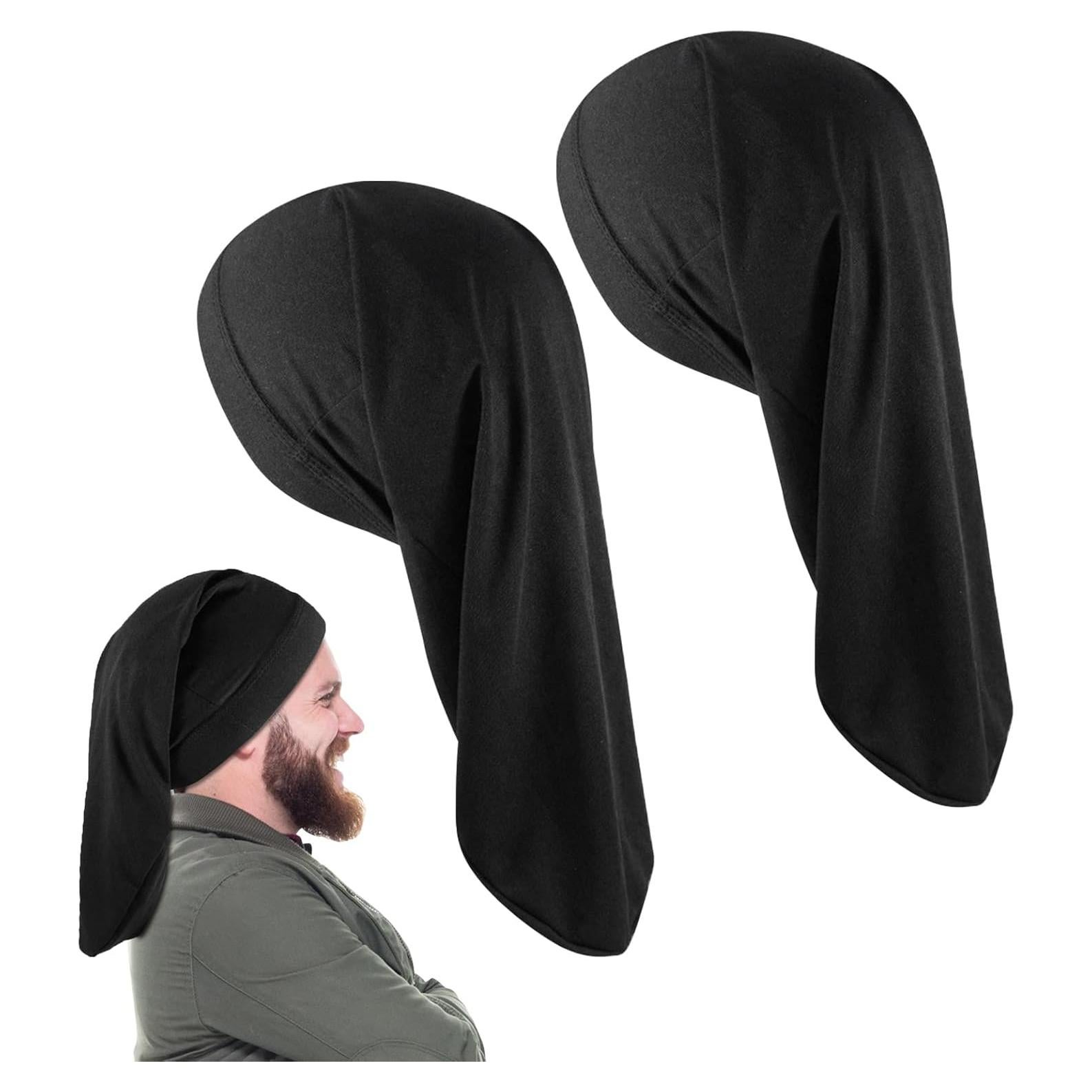 Juego de 2 Gorras Negras para Dreadlocks y Trenzas - Tela Transpirable