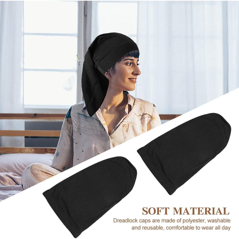 Juego de 2 Gorras Negras para Dreadlocks y Trenzas - Tela Transpirable