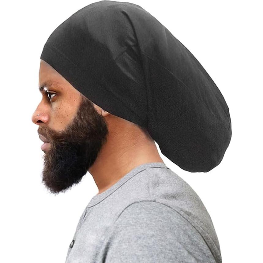Juego de 2 Gorras Negras para Dreadlocks y Trenzas - Tela Transpirable