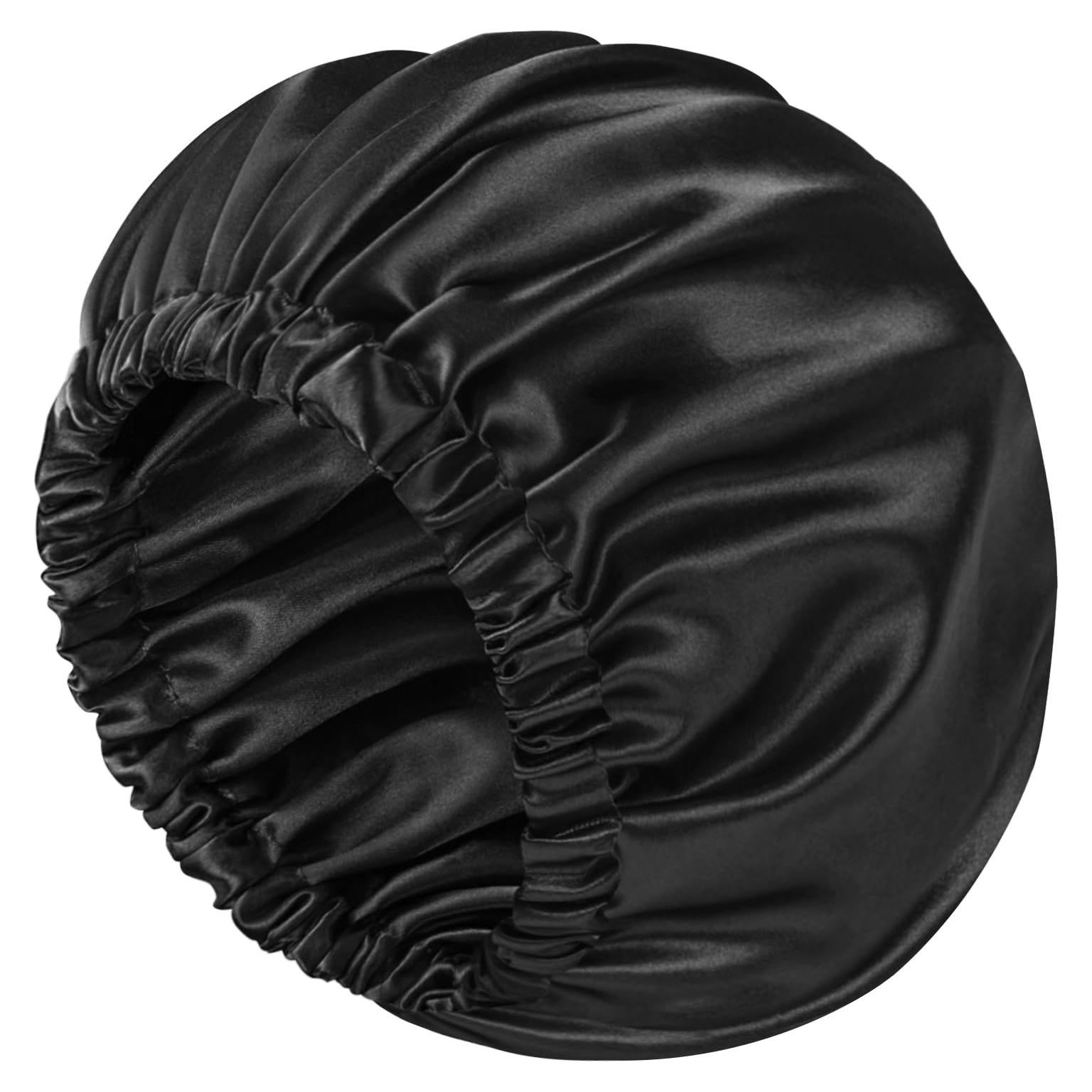 Bonete de Seda para Dormir Doitory - Doble Capa Negro Mediano