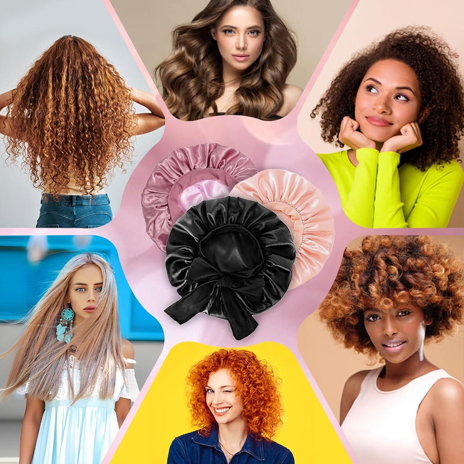 Bonete de Seda Negro para Dormir Confvrter con Correa Ajustable