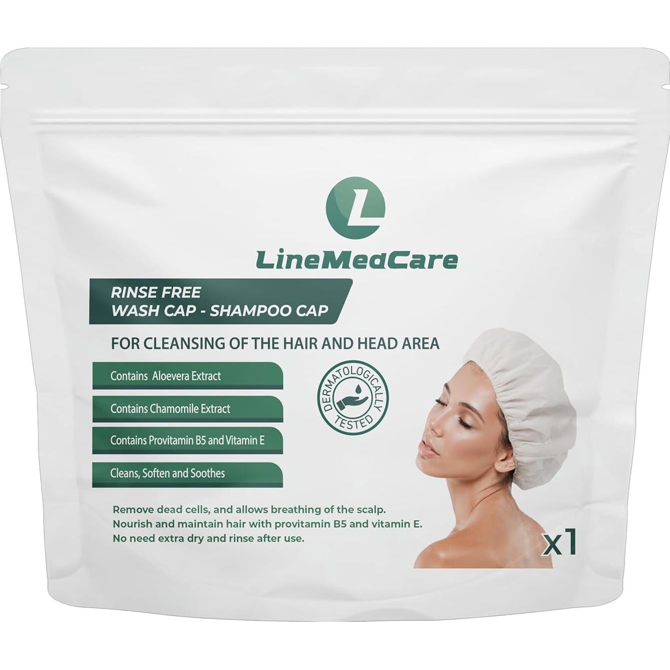 Gorros de Champú Sin Enjuague LineMedCare - 3 Paquetes