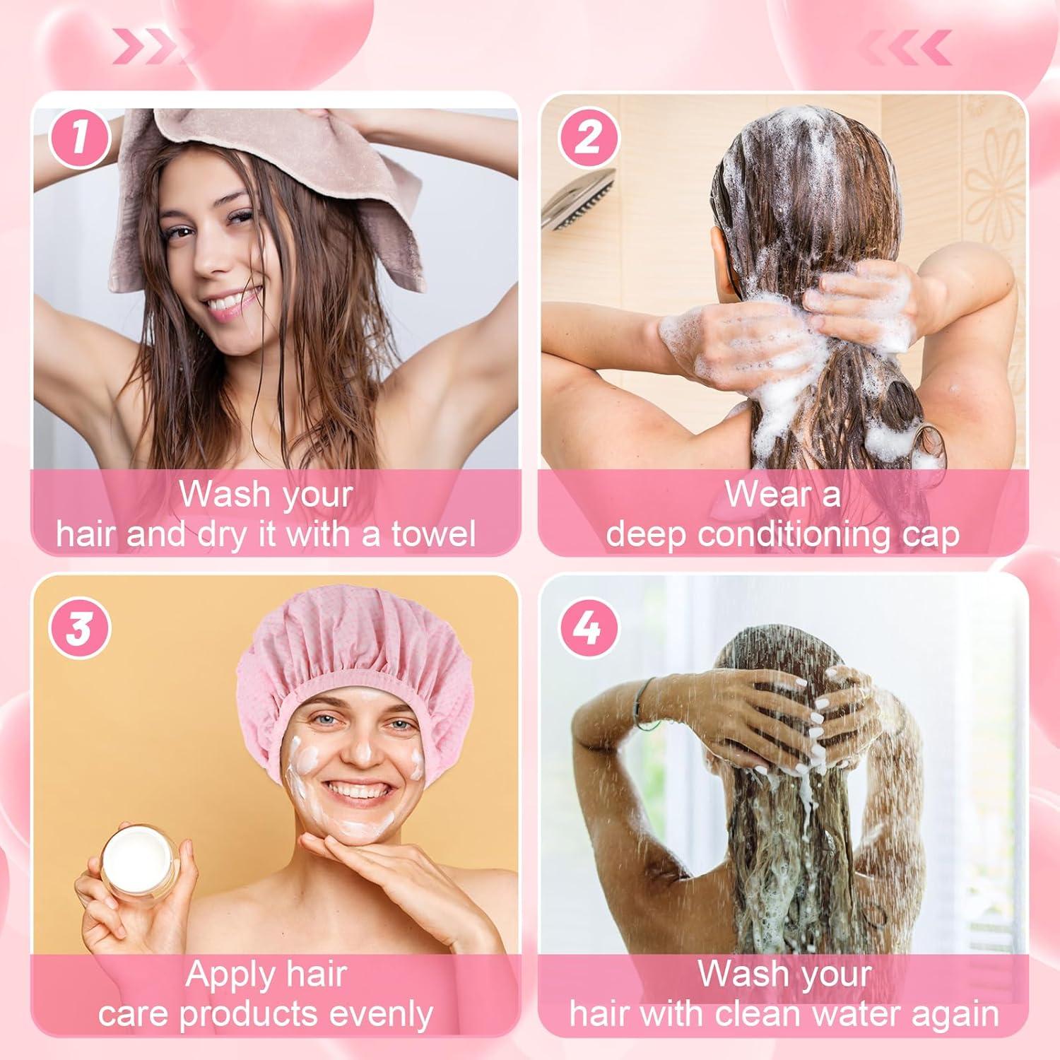 Gorros de Tratamiento Capilar Prasacco 2 Pcs Rosa Doble Capa