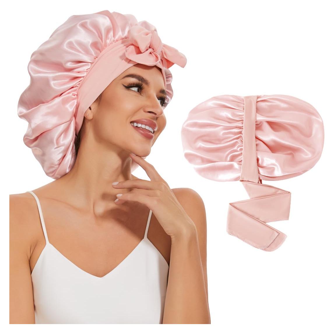 Bonete de Seda Grande para Dormir BIGEDDIE - Doble Capa Ajustable