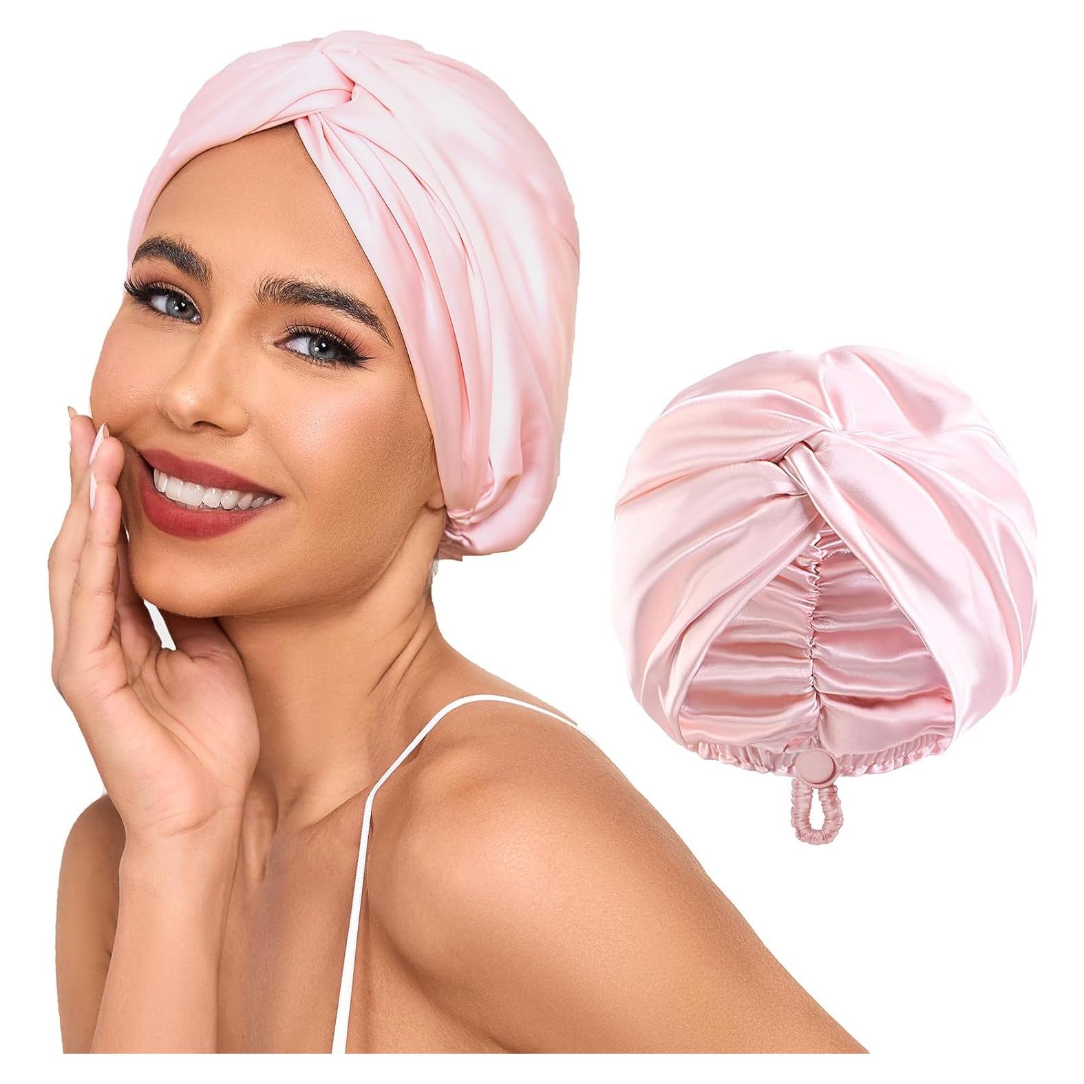 Bonete de Seda Satinada Ajustable Baqzqudnl - Rosa Unisex