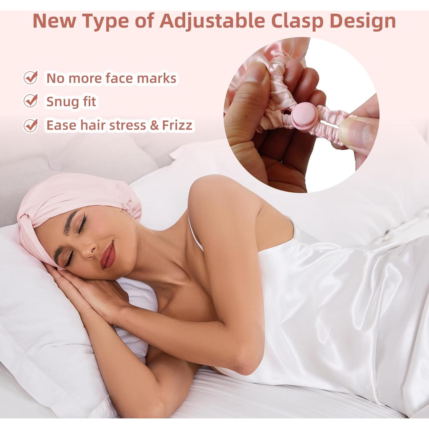 Bonete de Seda Satinada Ajustable Baqzqudnl - Rosa Unisex