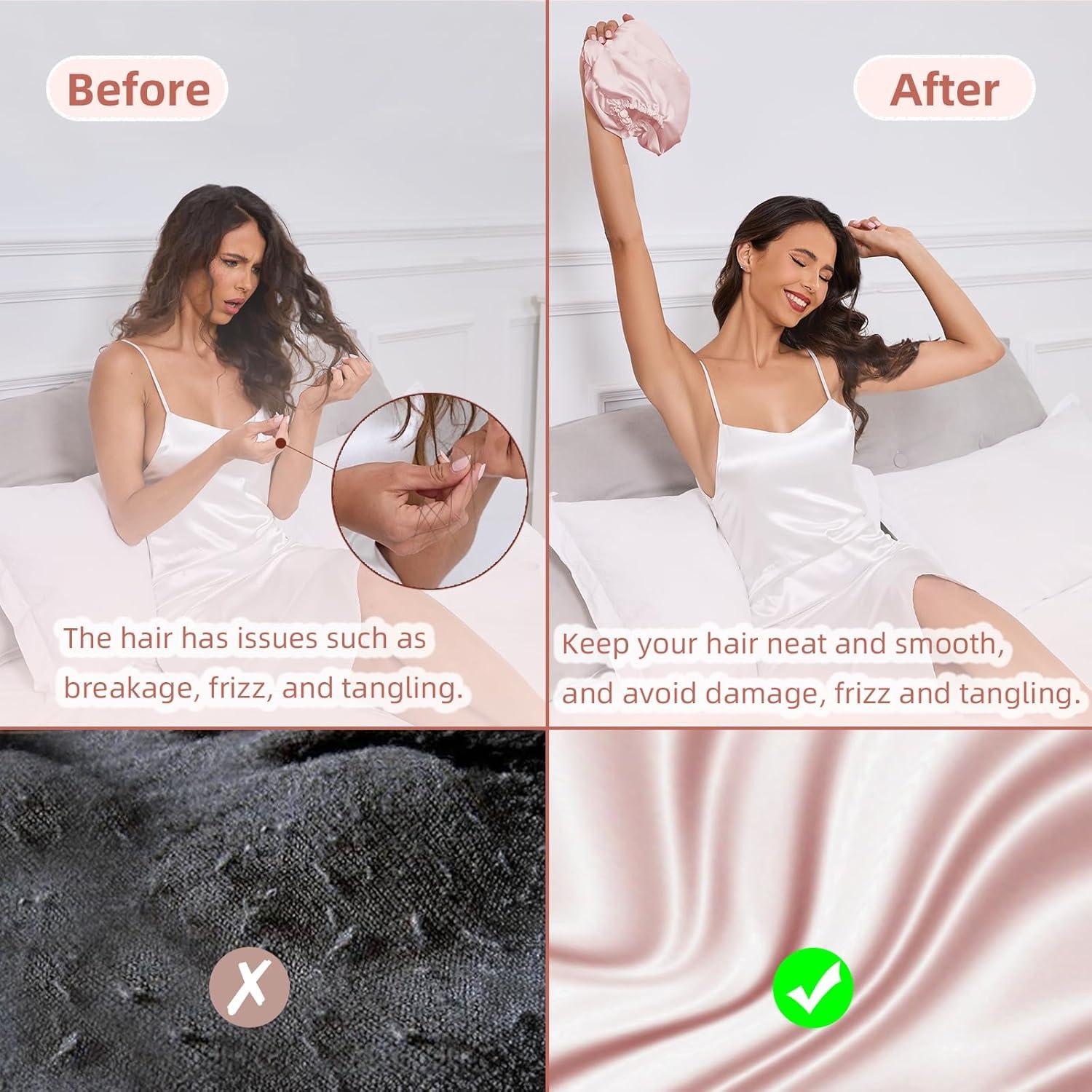 Bonete de Seda Satinada Ajustable Baqzqudnl - Rosa Unisex