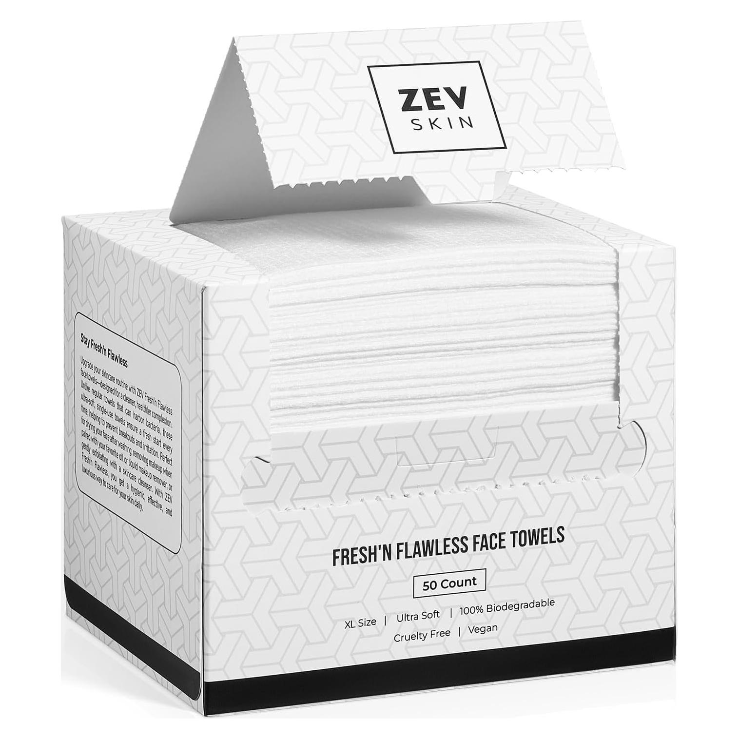 Toallas Faciales Desechables Zev Fresh'n Flawless - 50 Ct XL
