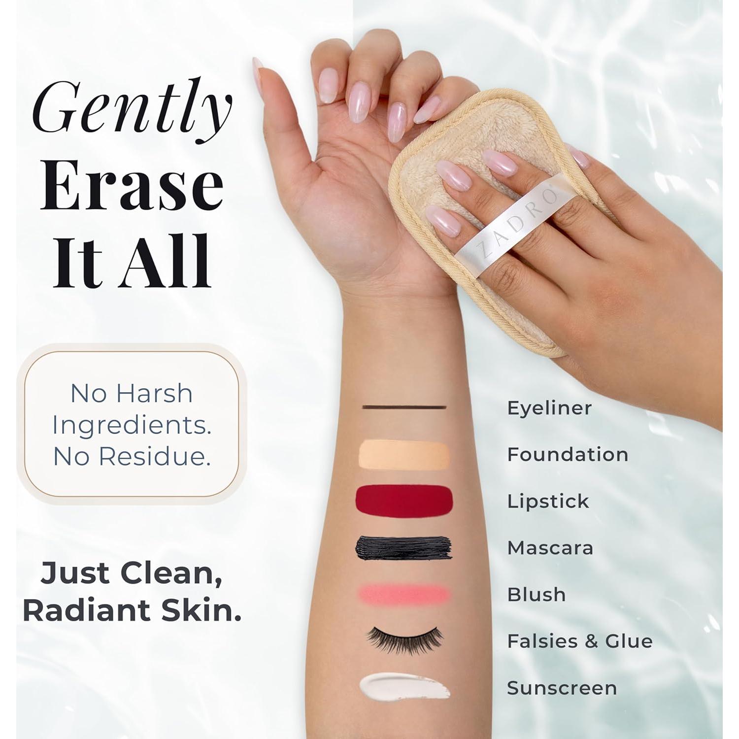 Toallitas Desmaquillantes Reutilizables Zadro - Paquete de 6