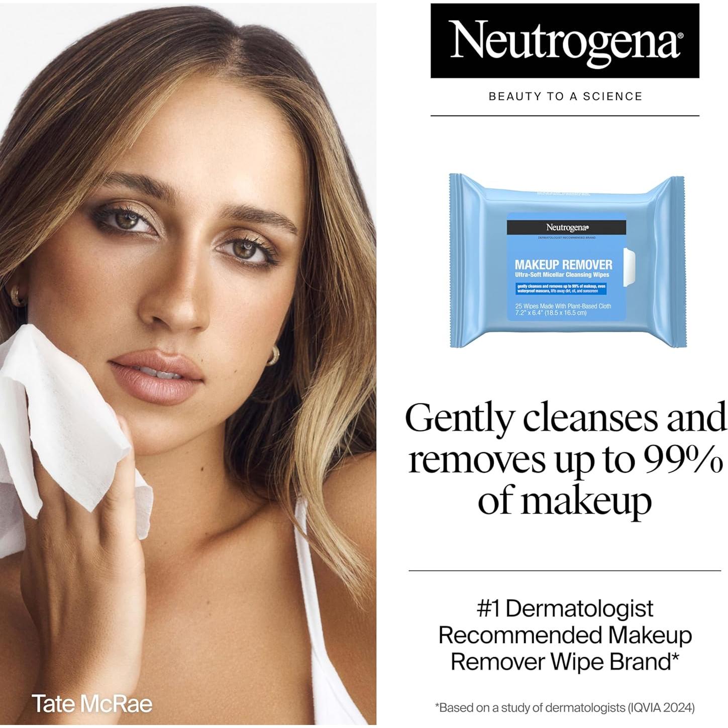 Toallitas Desmaquillantes Neutrogena 25 ct x 6 Paquetes Ultra Suaves