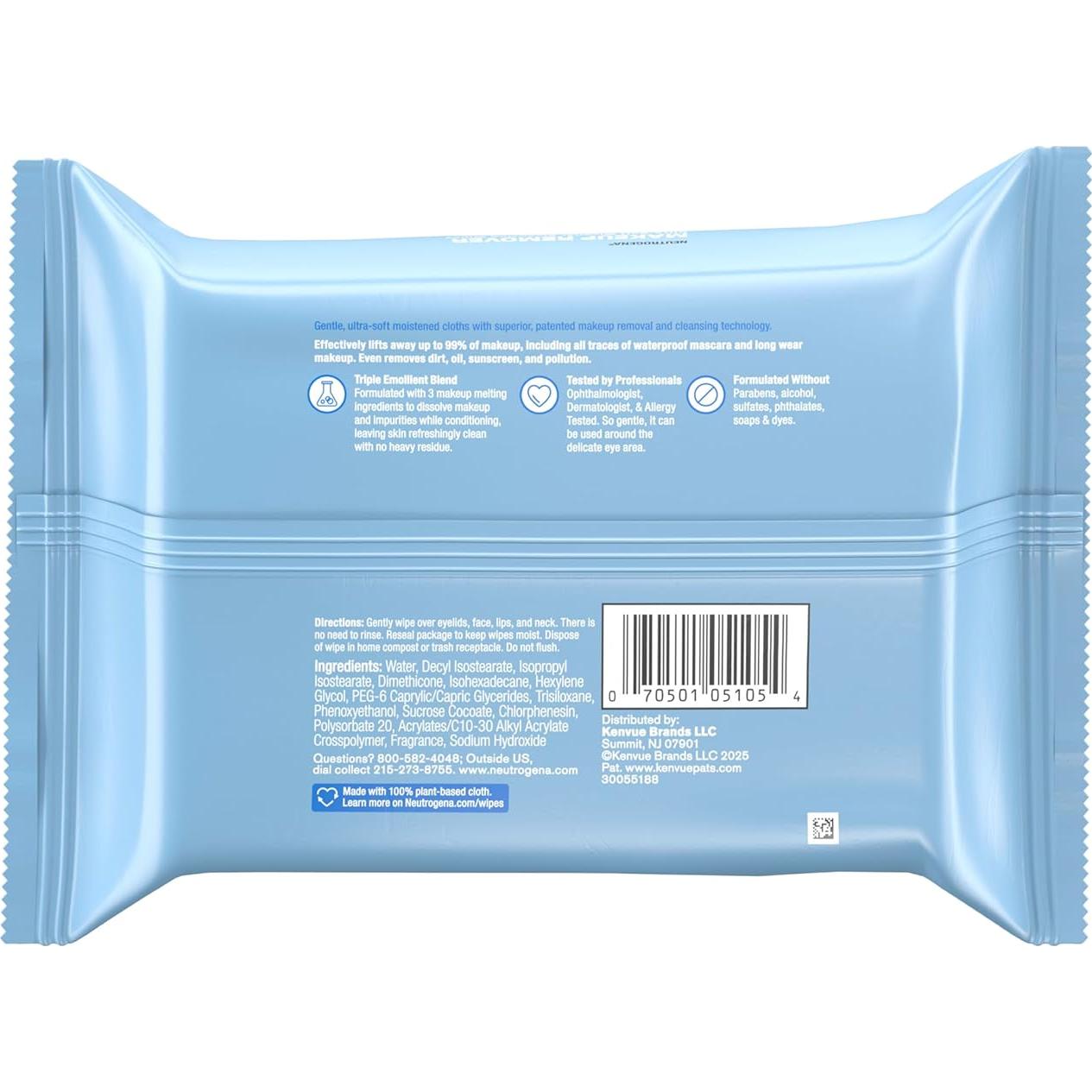 Toallitas Desmaquillantes Neutrogena 25 ct x 6 Paquetes Ultra Suaves