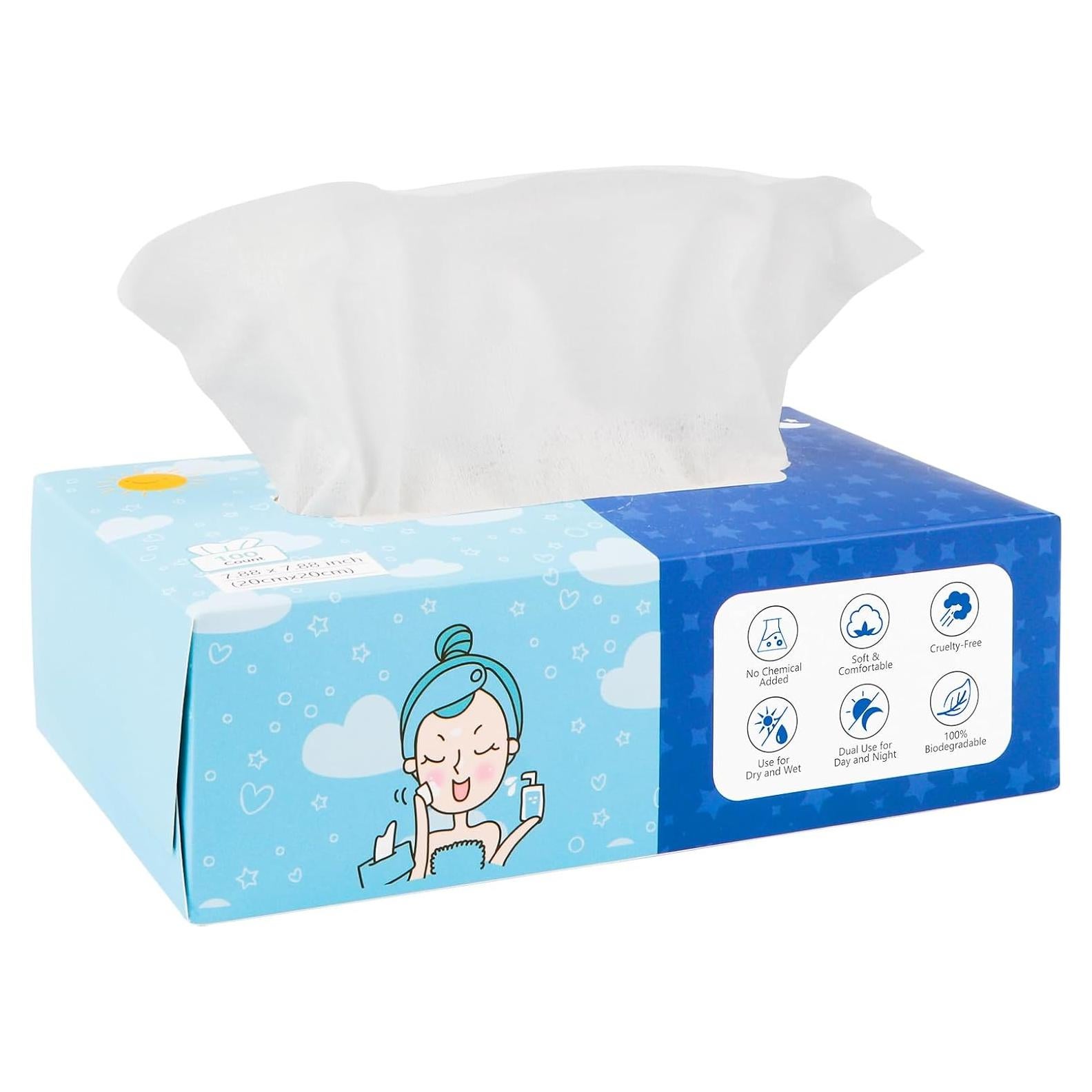 Toallas Faciales Desechables Orighty 100 Unidades Biodegradables