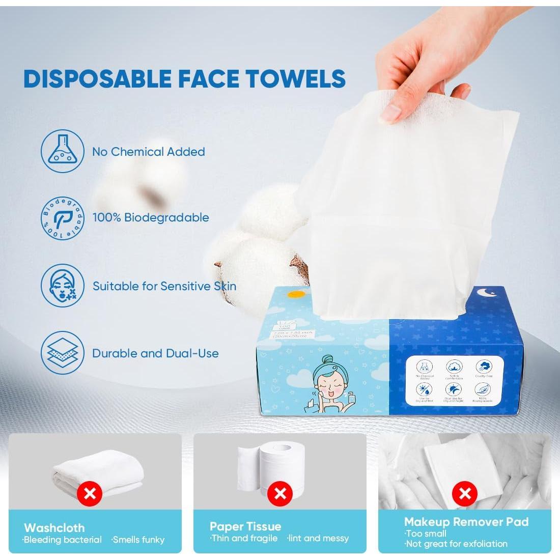 Toallas Faciales Desechables Orighty 100 Unidades Biodegradables