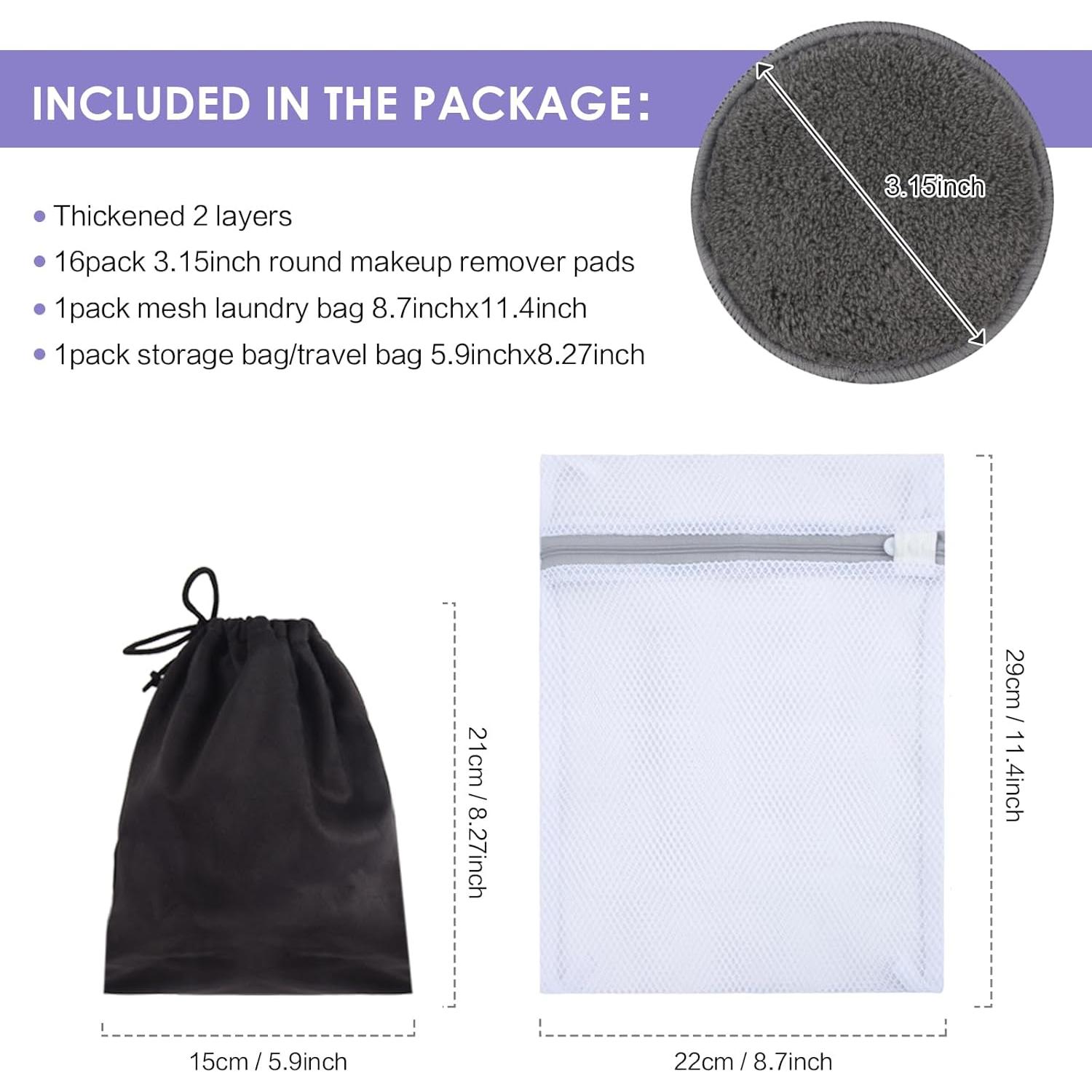 Almohadillas Reutilizables para Quitar Maquillaje SUNLAND 16 Pzas 8cm