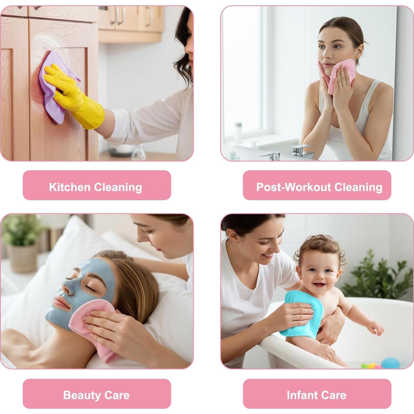 16 Paños Desmaquillantes Reutilizables Guduling 16x17 cm