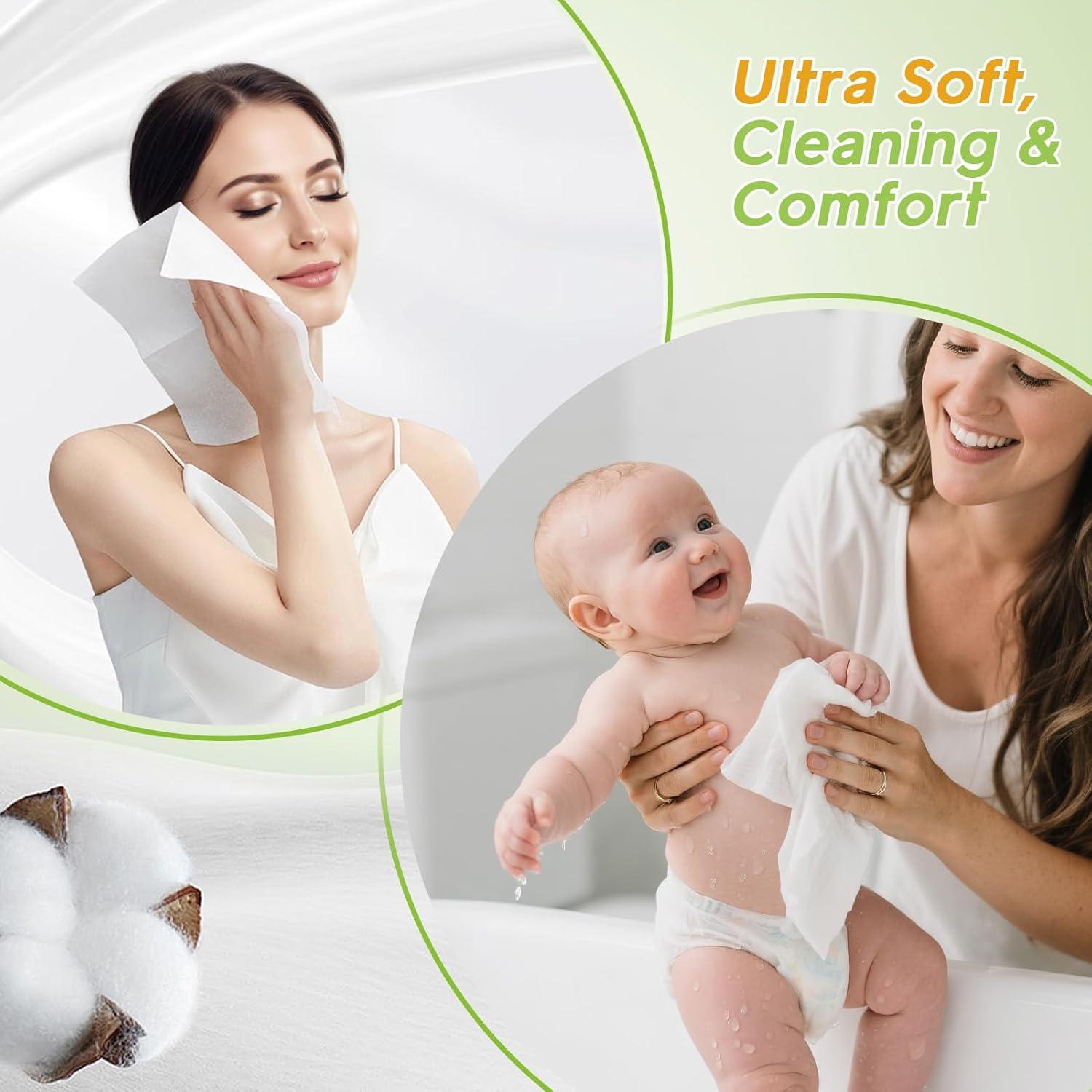 Toallas Faciales Desechables Classycoo XL 100% Algodón Suave 50 Unidades