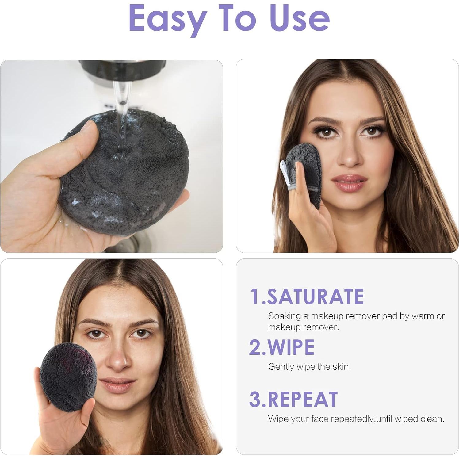 SUNLAND Almohadillas Reutilizables para Quitar Maquillaje 2 Pzs