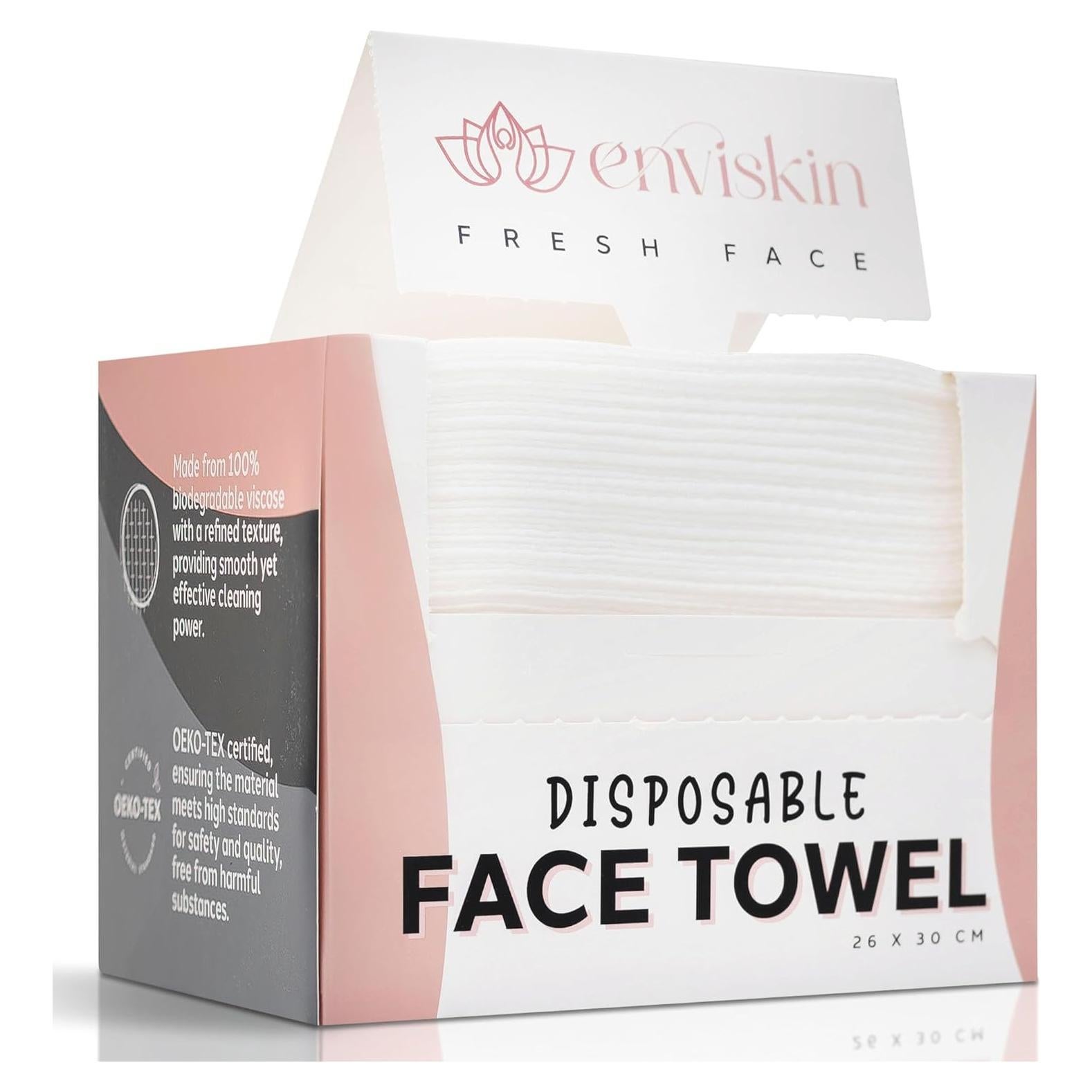 50 Toallas Faciales Desechables Enviskin - Ultra Suaves 25.4x30.5cm