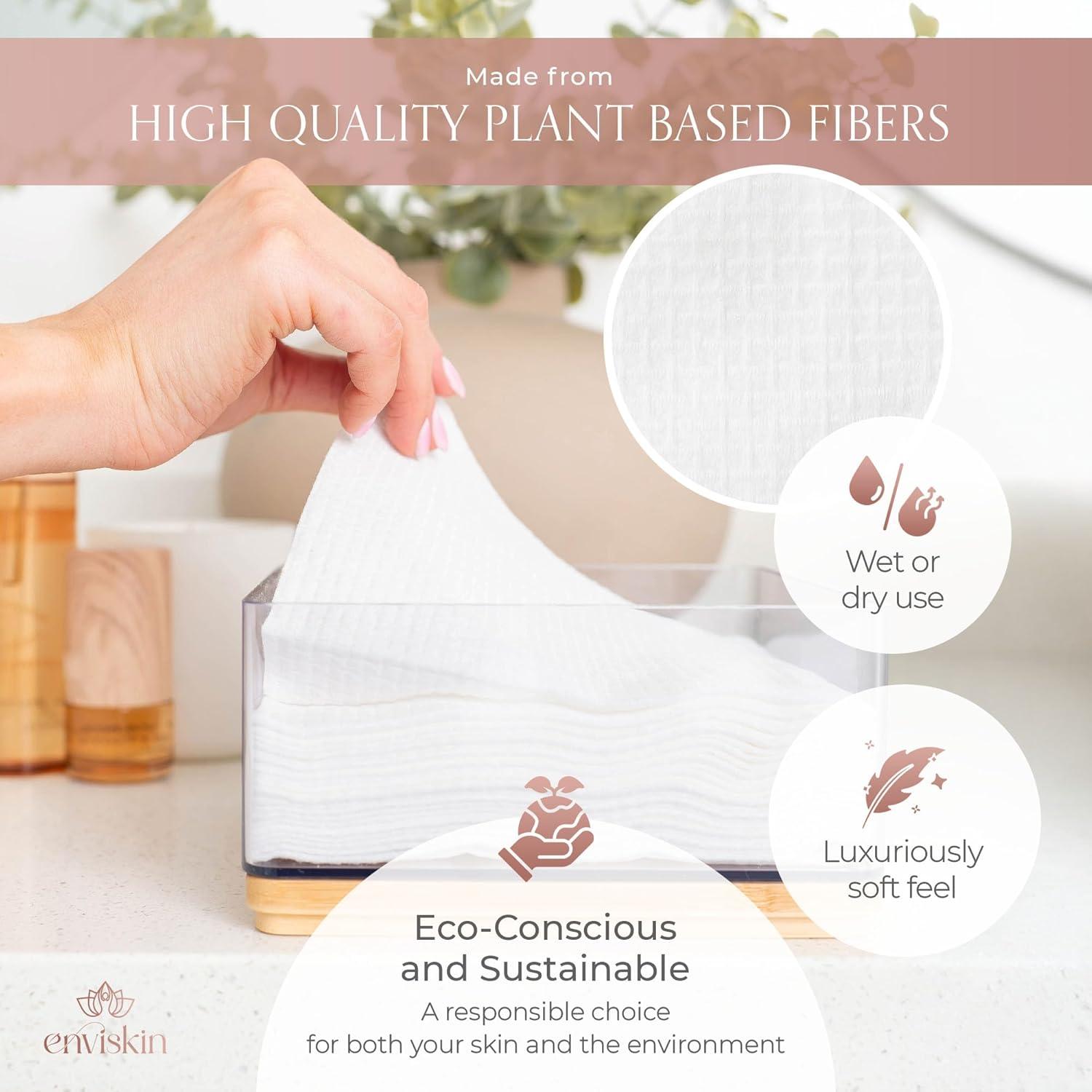 50 Toallas Faciales Desechables Enviskin - Ultra Suaves 25.4x30.5cm
