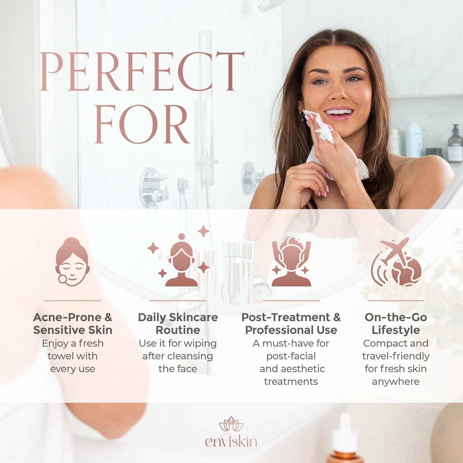 50 Toallas Faciales Desechables Enviskin - Ultra Suaves 25.4x30.5cm