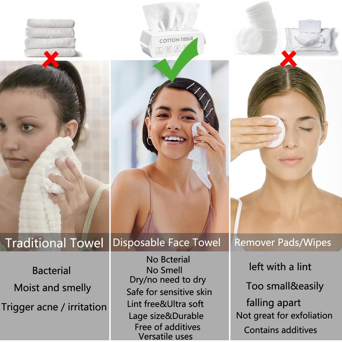 Toallas Faciales Desechables ClosJery 100% Algodón 70 ct x2