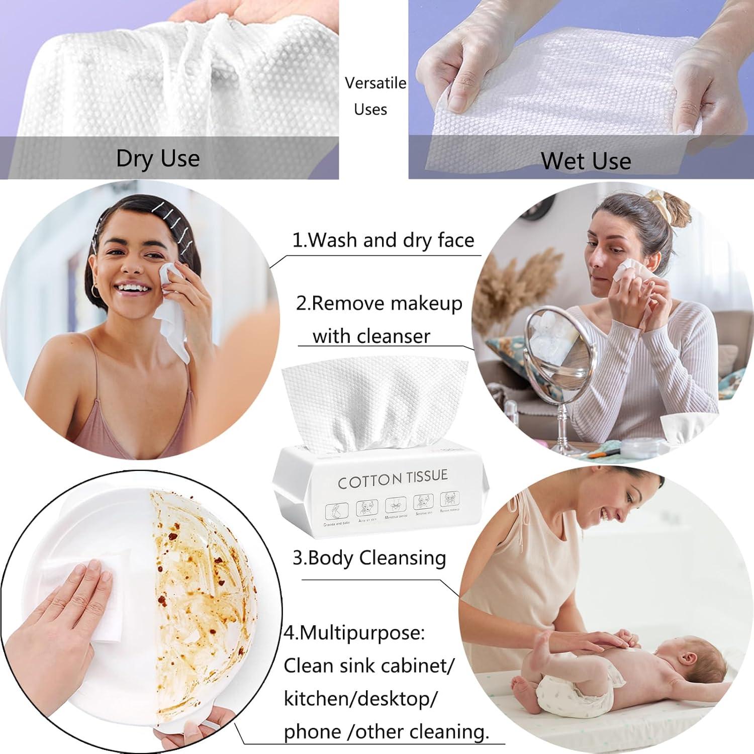 Toallas Faciales Desechables ClosJery 100% Algodón 70 ct x2