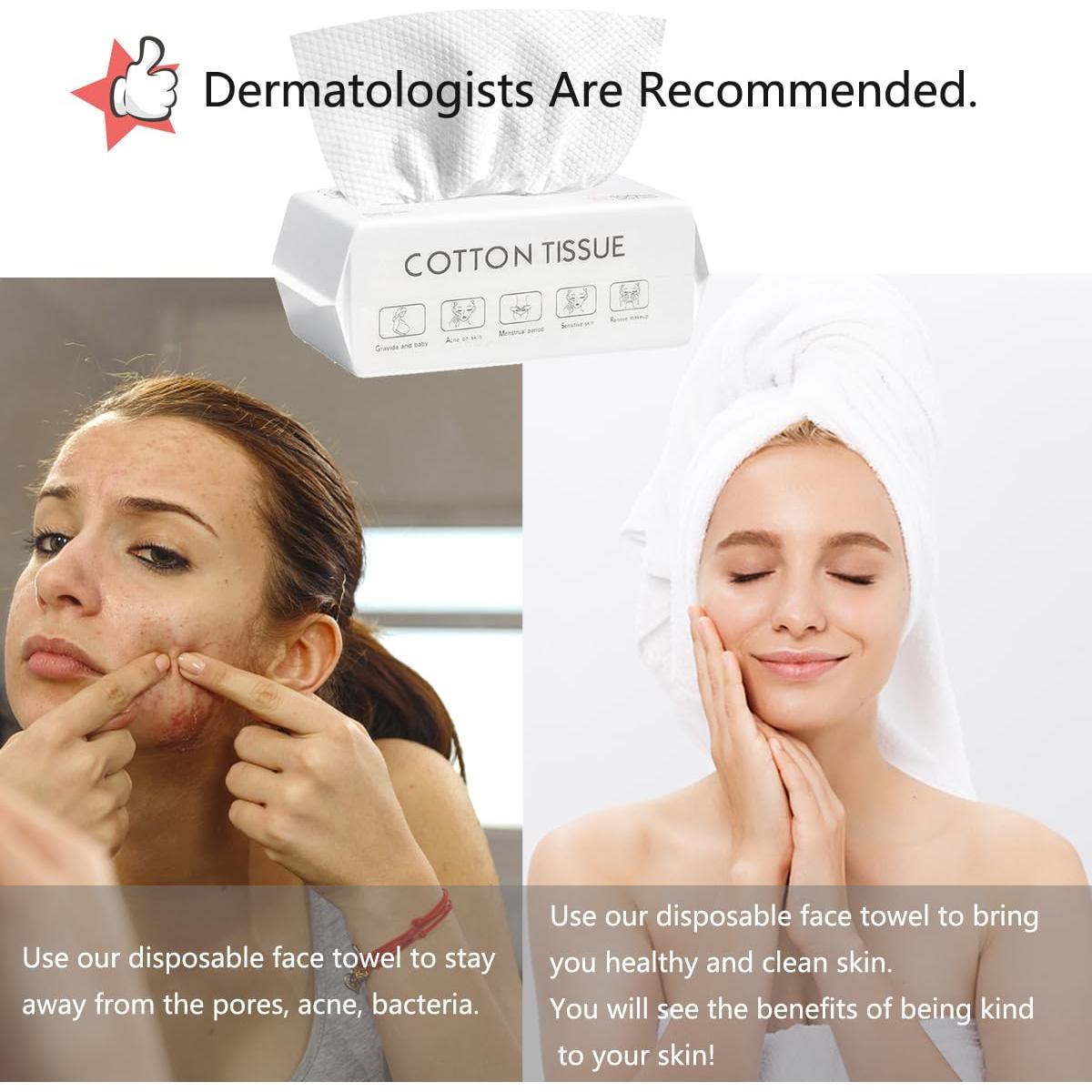 Toallas Faciales Desechables ClosJery 100% Algodón 70 ct x2