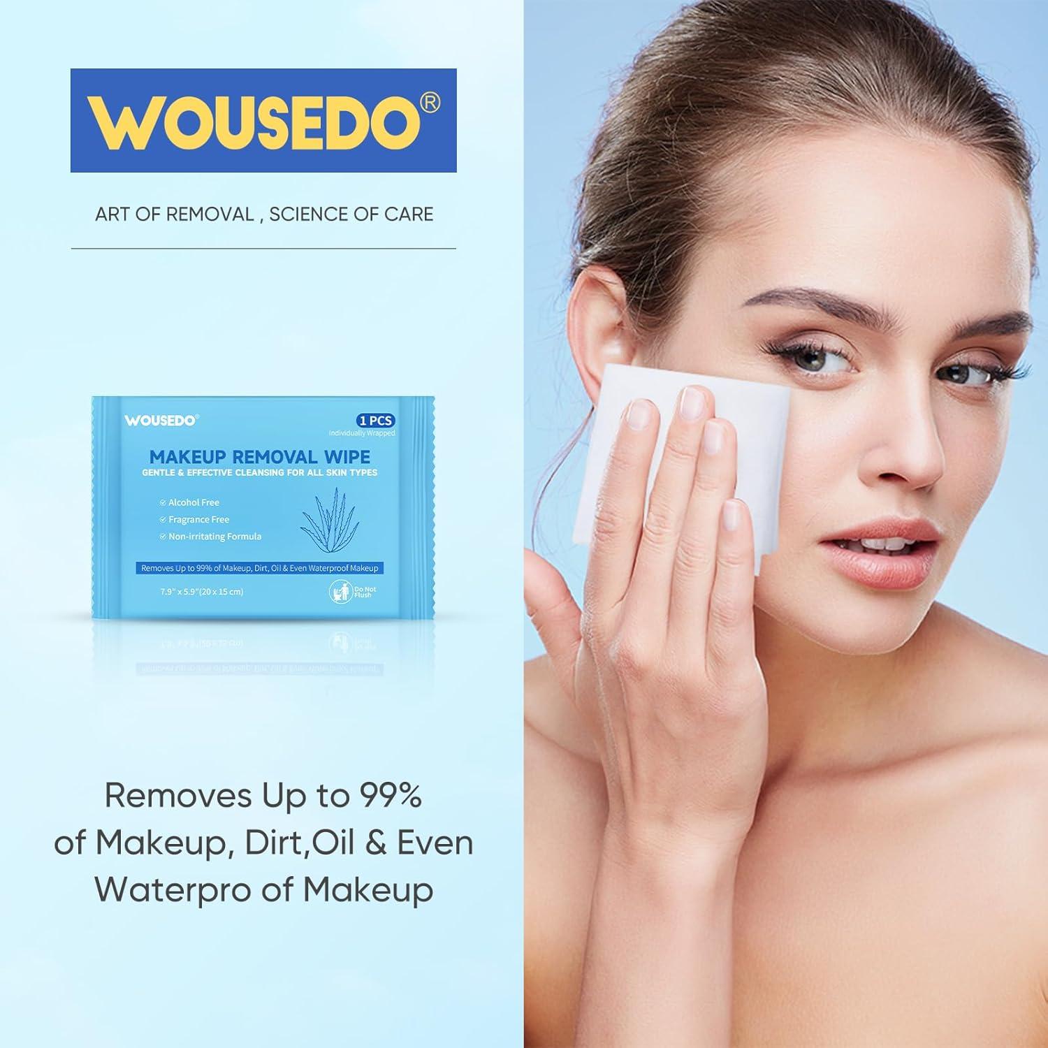 Toallitas Desmaquillantes WOUSEDO 100 Unidades Hipoalergénicas