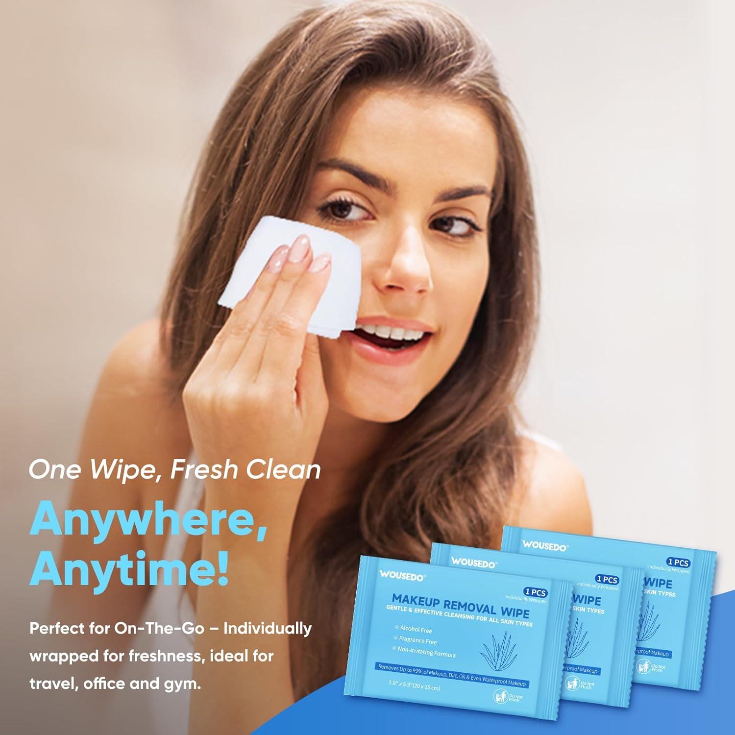 Toallitas Desmaquillantes WOUSEDO 100 Unidades Hipoalergénicas